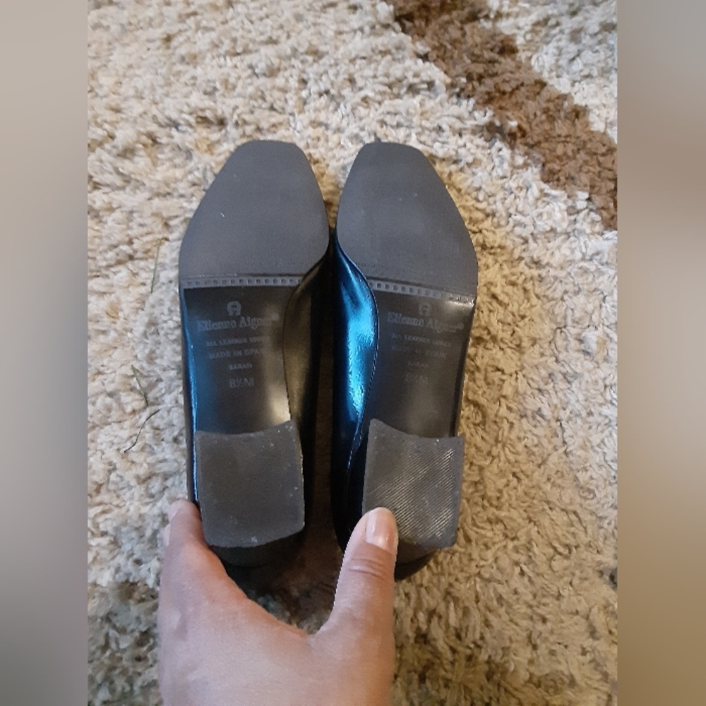 Etienne Aigner Black Leather Block Small Heels Women's 8.5M Business Casual - Picture 7 of 9